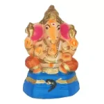 Figurine of Ganesh on a throne, clay, hand-painted orange 20 cm