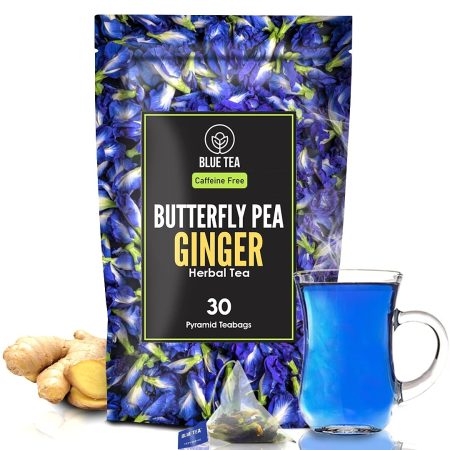 Blue Tea Butterfly Pea Ginger Herbal Tea 30 Pyramid Teabags